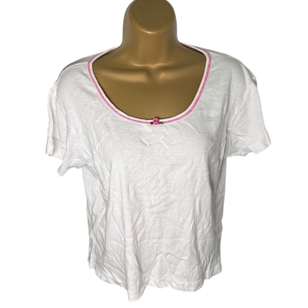 Secret Treasures Short Sleeve Pajama Top White Large